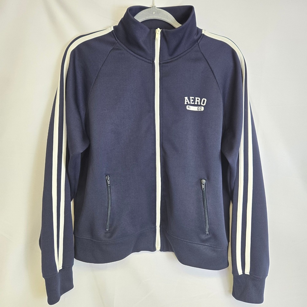 Aeropostale Phys-Ed Full Zip Track Jacket Pockets Stripes Blue Vintage Y2k XL